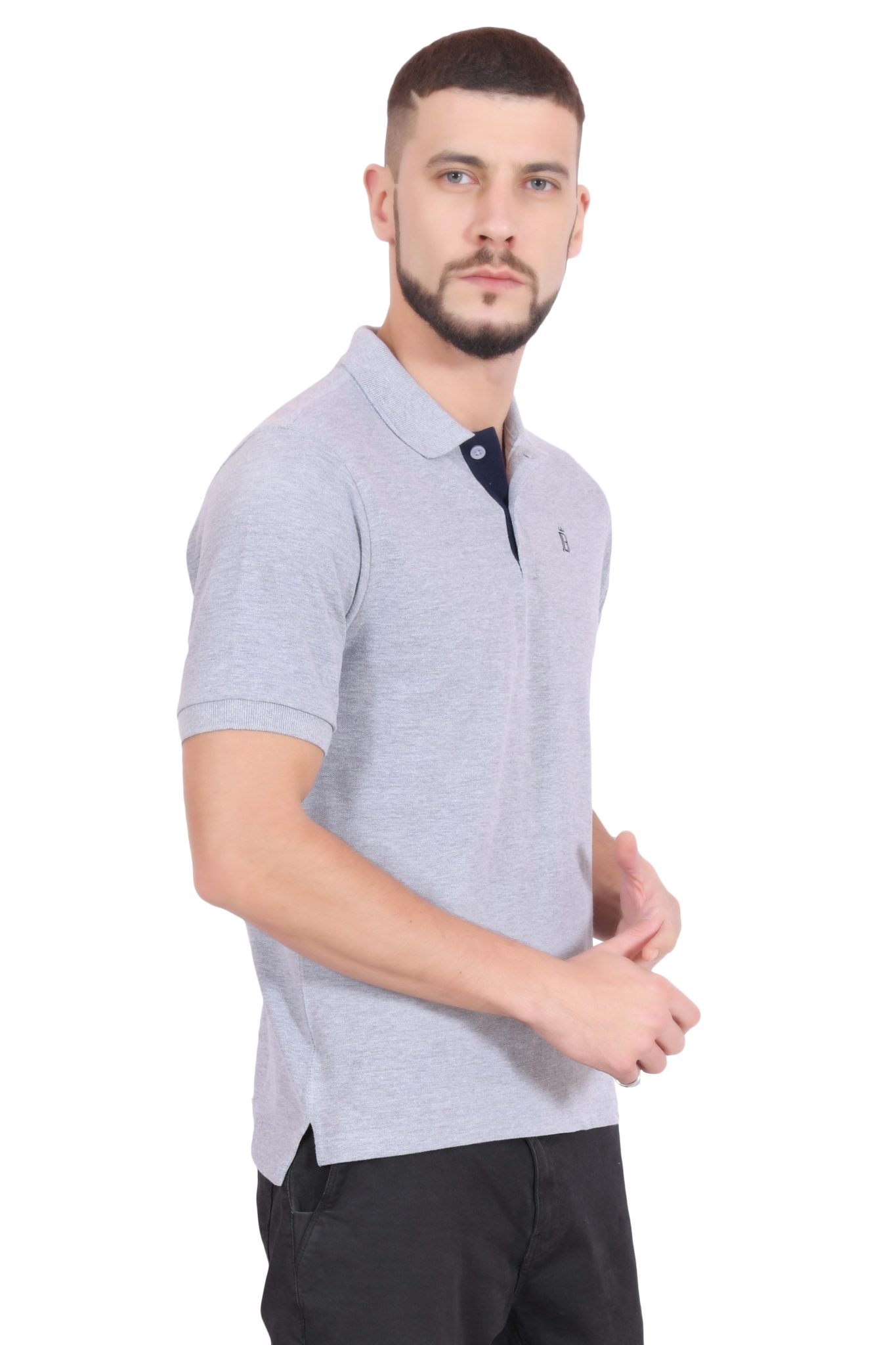 Plain Cotton Grey Polo T shirt for Men – BlueAura Apparels