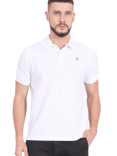 Plain Cotton White Polo T shirt for Men