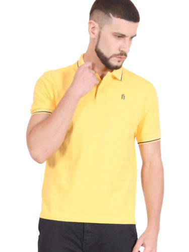 Plain Cotton Yellow Polo T shirt for Men – BlueAura Apparels