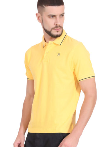 Plain Cotton Yellow Polo T shirt for Men