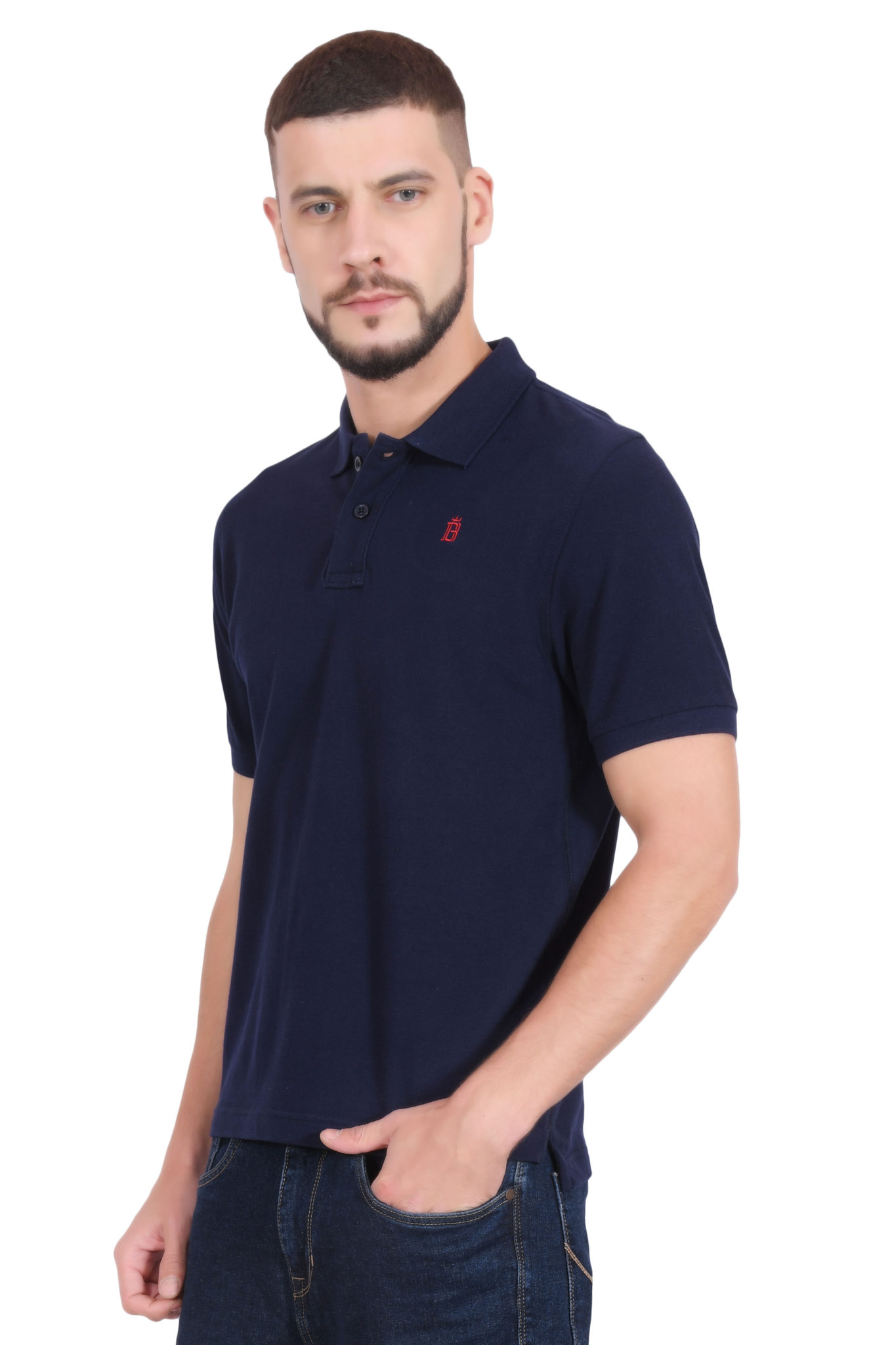 Plain Cotton Navy Blue Polo T shirt for Men – BlueAura Apparels